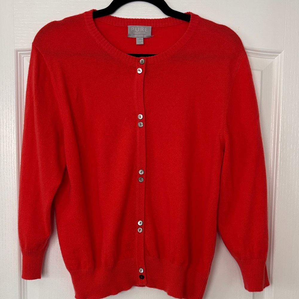Pure Collection Red Button-Front 100% Cashmere Ca… - image 1